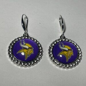 Minnesota Vikings NFL Fashion Dangle Rhinestone Earrings NEW